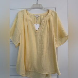 beachlunchlounge Soft Yellow Cotton Gauze Tunic